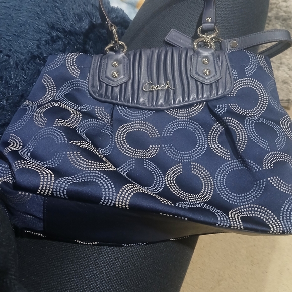 Coach Dark Blue Patterned Shoulder Bag - Picture 7 of 7
